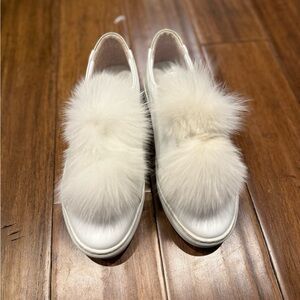 Here/Now White Pom Pom Sneakers